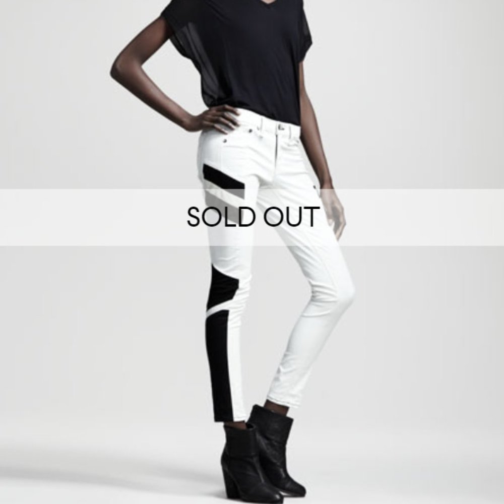 rag & bone Halifax Leather-Panel Moto Jeans Size 26 Army Military Green New NWOT - Picture 10 of 10